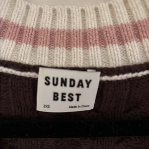 Sunday Best Pink and Brown Knit Top - Picture 3 of 5